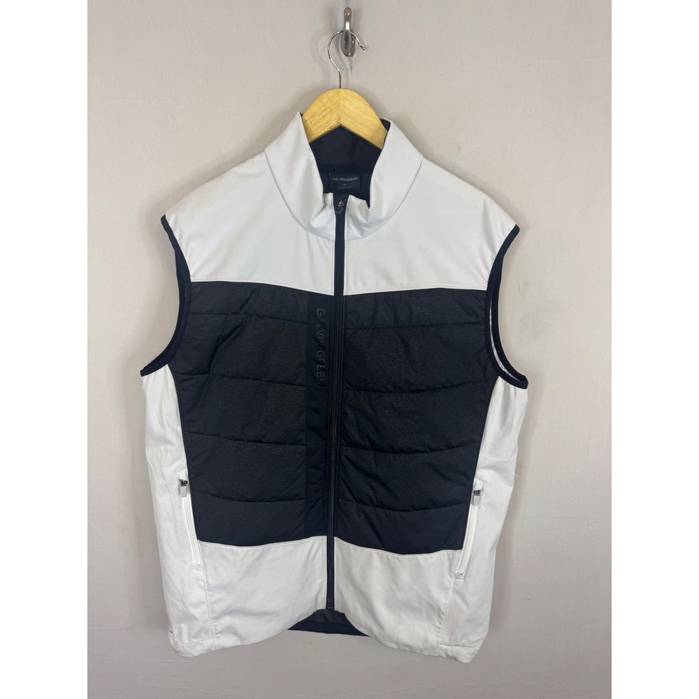 Galvin Green Mens XL Golf Vest White Charcoal Grey Quilted Zip Hybrid‎ Puffer